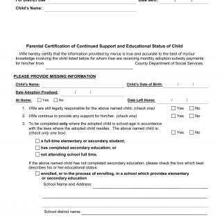 OCFS-7069. Parental Certification of Continued Support and Educational Status of Child