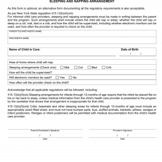 OCFS-7077. Legally Exempt Informal Child Care Sleeping and Napping Arrangement
