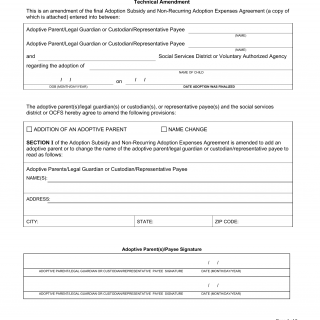 LDSS-4623C-1. Adoption Subsidy and Non-Recurring Adoption Expenses Agreement - Technical Amendment