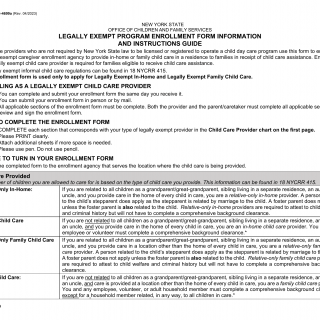 LDSS-4699a. Legally Exempt Program Enrollment Form Information and Instructions Guide