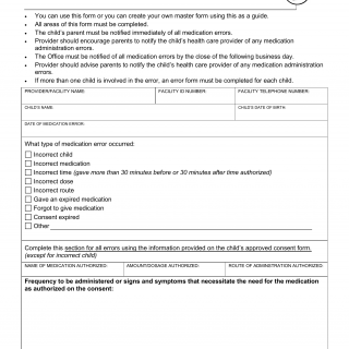 LDSS-7005. Medication Error Report Form