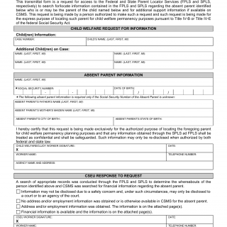 LDSS-7031. Transmittal for Parent Locator Service Search