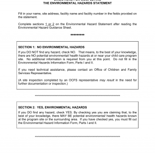 LDSS-7041. Directions for Completing the Environmental Hazards Statement