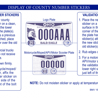 Form BMV 1515A. Display of Stickers