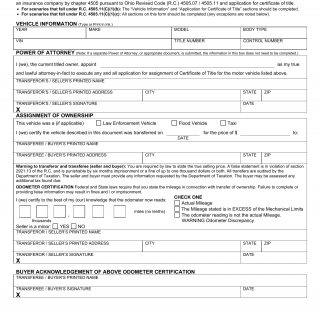 Form BMV 3754. Ownership Assignment and Title Application for Insurance Companies