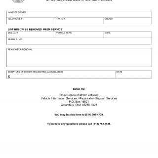 Form BMV 4175. Request for Cancellation of School Bus Identification Number