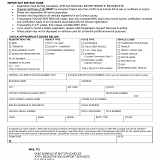 Form BMV 4501. Registration Application of Public Owned Vehicle