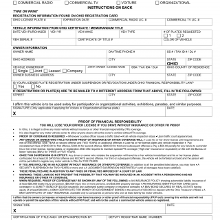 Form BMV 4814. Application for Commercial Radio/TV, Voiture and Organizational License Plates
