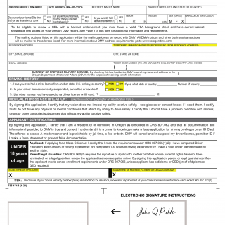 Oregon DMV Form 735-0171B. Valid With Previous Photo License/Permit/ID Card Application