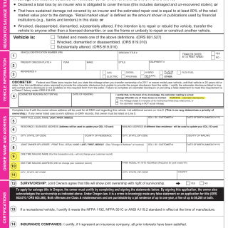 Oregon DMV Form 735-0229. Application for Salvage Title