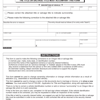 Oregon DMV Form 735-0264. Request for Correction of Title Records