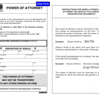 Oregon DMV Form 735-0500. Power of Attorney