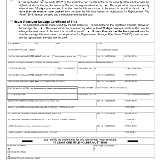 Oregon DMV Form 735-0512. Title Never Received, Application for