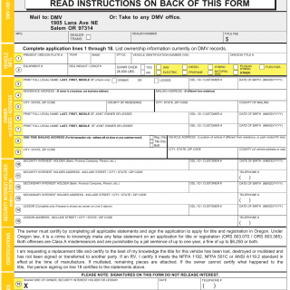 Oregon DMV Form 735-0515. Application for Replacement / Duplicate Title