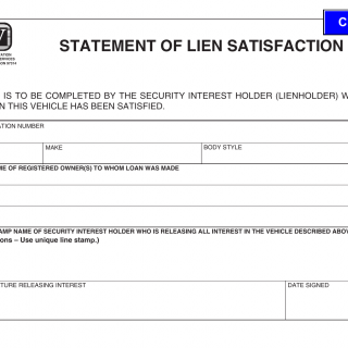 Oregon DMV Form 735-0524. Lien Satisfaction, Statement of (Release of Security Interest) 