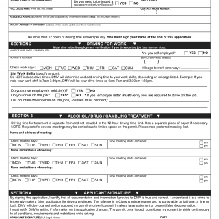 Oregon DMV Form 735-6044. Hardship Permit Application