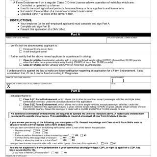 Oregon DMV Form 735-6776. Farm Endorsement Application