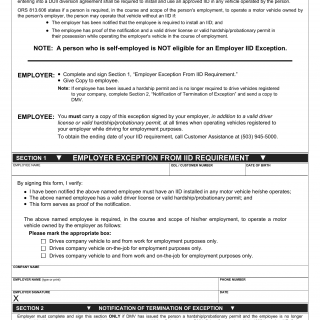 Oregon DMV Form 735-6874. Employer Ignition Interlock Device (IID) Exception