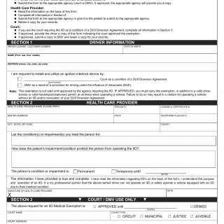 Oregon DMV Form 735-6941. Ignition Interlock Device (IID) Medical Exemption