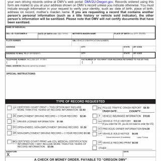 Oregon DMV Form 735-7266. Order Your Own Record