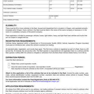 Oregon DMV Form 735-7315. Application for Fleet Registration