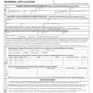 PA DOT Form DL-143PL. Probationary License (PL) Renewal Application