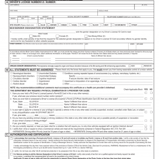 PA DOT Form DL-180RCD. Application for Pennsylvania Commercial Driver's License by out of State CDL Driver