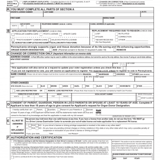 PA DOT Form DL-80. Non-Commercial Driver's License