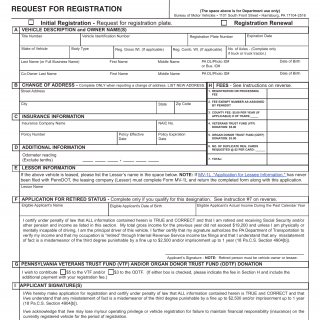 PA DMV Form MV-140. Request for Registration Renewals