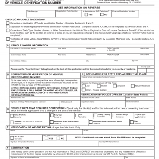 PA DMV Form MV-41. Application for Correction of Vehicle Record or Verification of Vehicle Identification Number