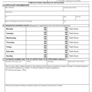 PA DMV Form MV-450. Application for Waiver of Hours