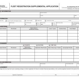 PA DMV Form MV-673. Fleet Registration Supplemental Application