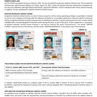 PA DMV Form. Ignition Interlock Limited License Fact Sheet