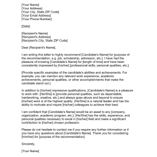 Personal Recommendation Letter | Forms - Docs - 2023