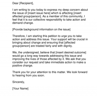 Petition Letter Example Template