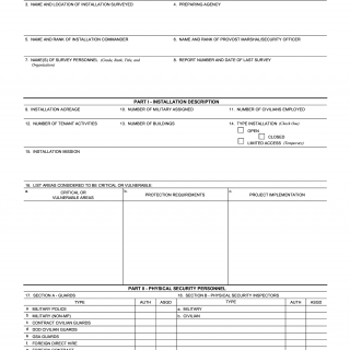 DA Form 2806. Physical Security Survey Report