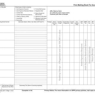 PS Form 3877. Firm Mailing Book for Accountable Mail