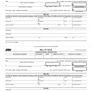 Form REG 135. Vehicle Bill of Sale (California)