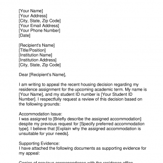 Residence Appeal Letter