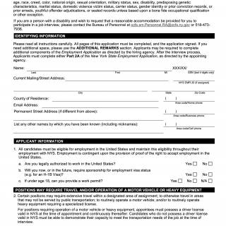 Form #S1000. New York State Employment Application