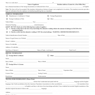 SCDMV Form 4030. Translation Document