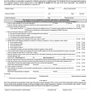 SCDMV Form 412-LV. Certificate of Low Vision Acuity Examination for Non-commercial Beginner Permits or Driver's Licenses
