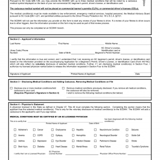 SCDMV Form 447-CAD. Voluntary Disclosure of a Medical Condition