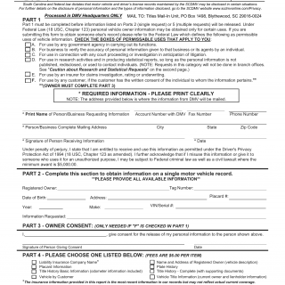 SCDMV Form 5027-A. Request for Vehicle Information