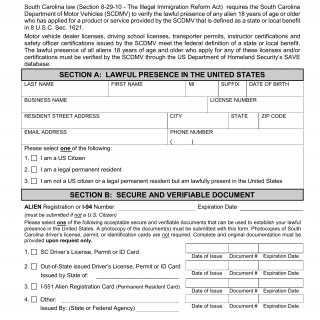 SCDMV Form AD-808A. Affidavit of Eligibility