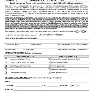 SCDMV Form AD 900A. Law Enforcement or Government Agency Request for Information