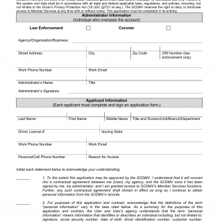 SCDMV Form AD-900C. (For Law Enforcement or Coroners) Application for Member Services and Data Requests