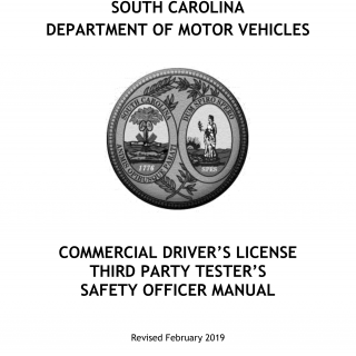 SCDMV Form CDL Third Party Tester Safety Officer. CDL Third Party Tester's Safety Officer Manual