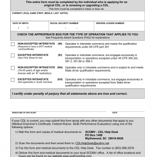 SCDMV Form DL-405A. CDL Medical Certification & Frequently Asked Questions