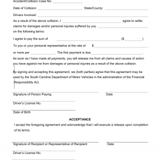 SCDMV Form FR-230. Financial Responsibility Installment Agreement